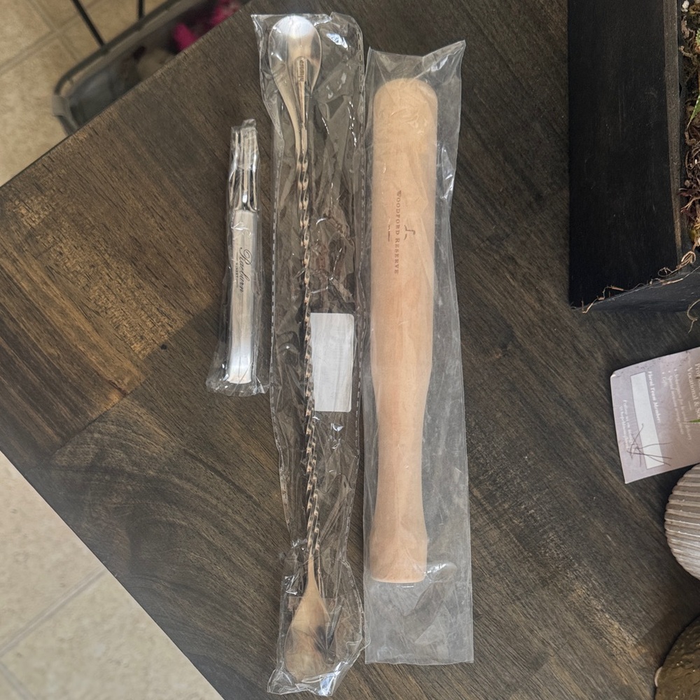 Wooden and Silver Cocktail Mixing Set